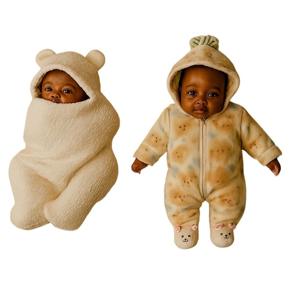 0-3 Months Swaddle Bunting Snow Suit Winter Coat Feet Footed Feetie Hooded
